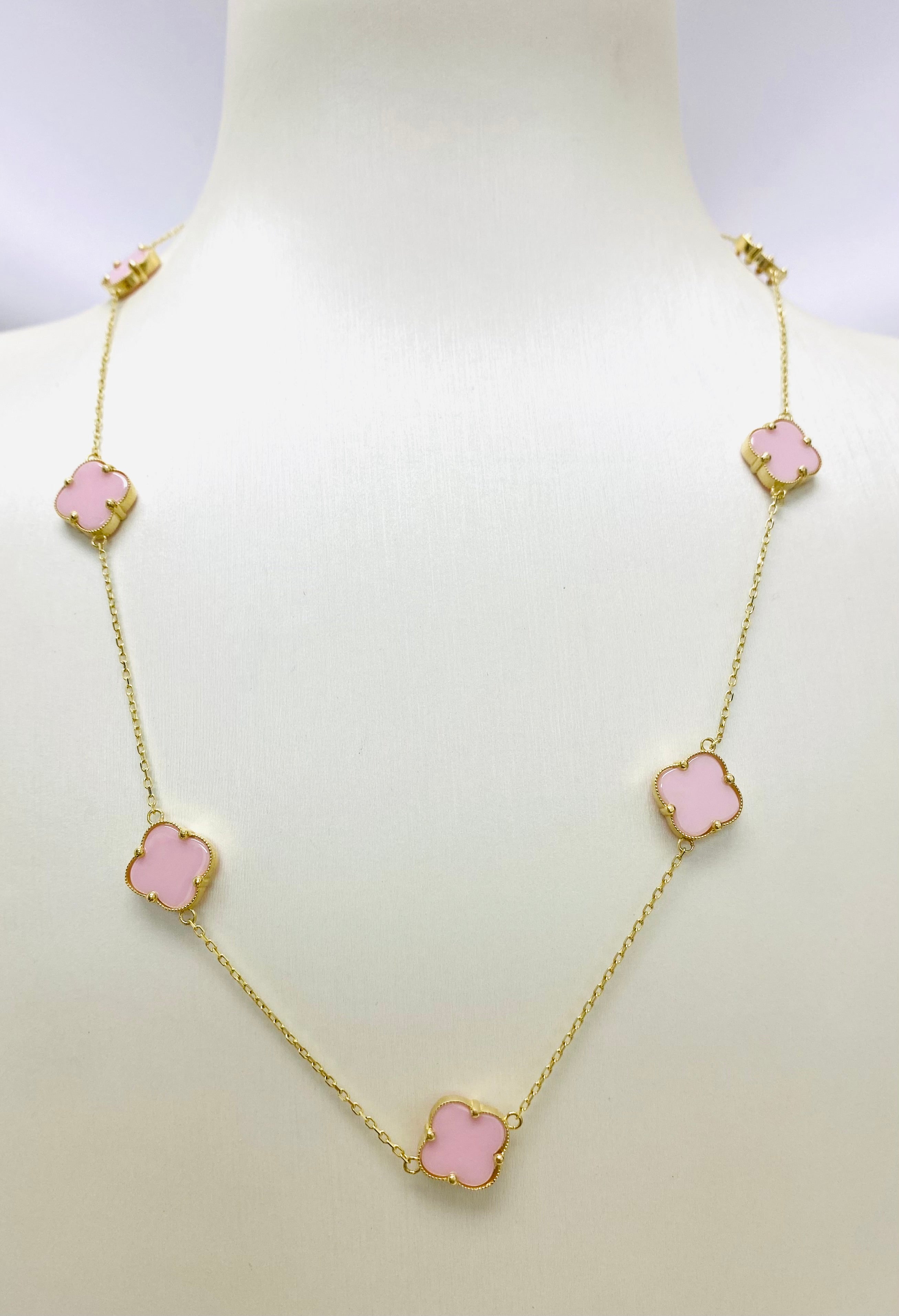 Cadena de 7 clover rosa 10 K