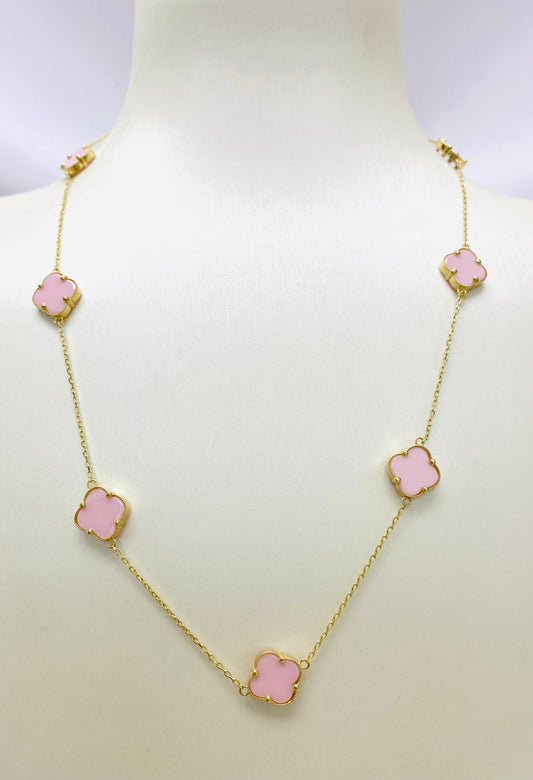 Cadena de 7 clover rosa 10 K