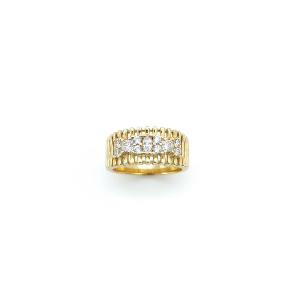 Anillo de banda con piedras 10k