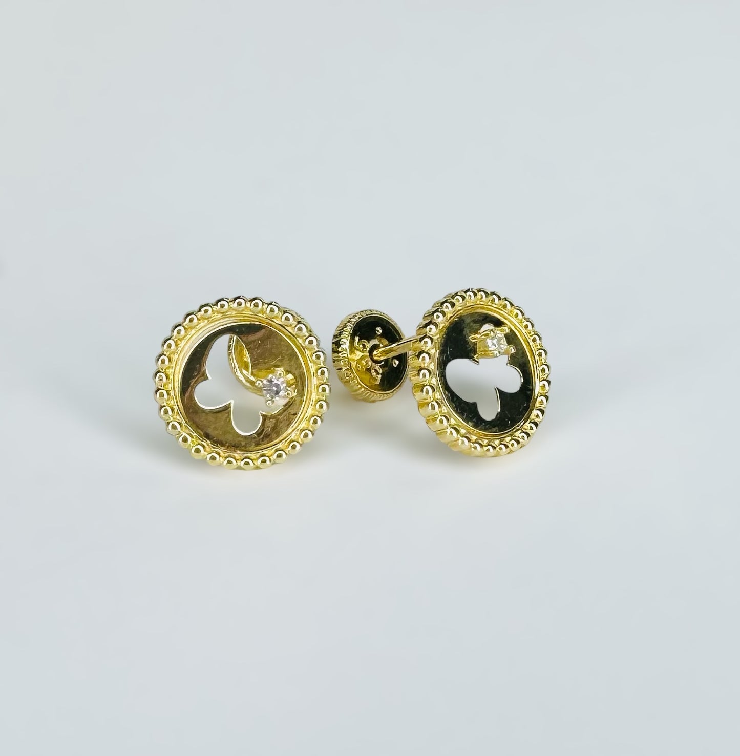 Aretes mariposa 14k