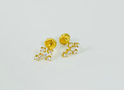 Aretes de cruz 14k