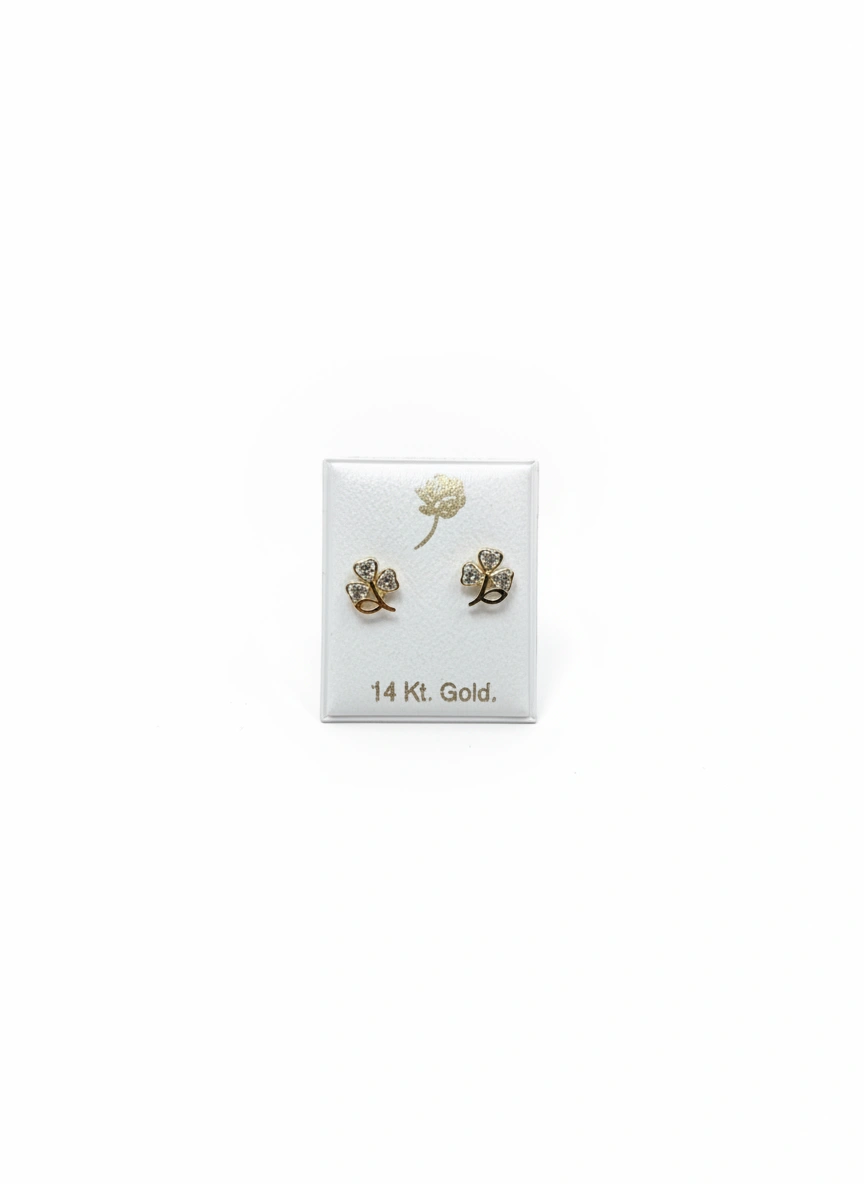 Aretes de flor blanca 14K