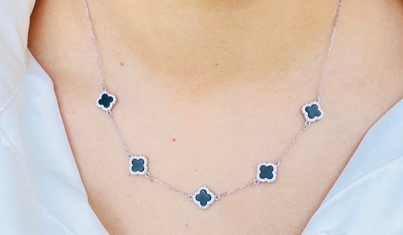 Cadena tréboles plata ley 925