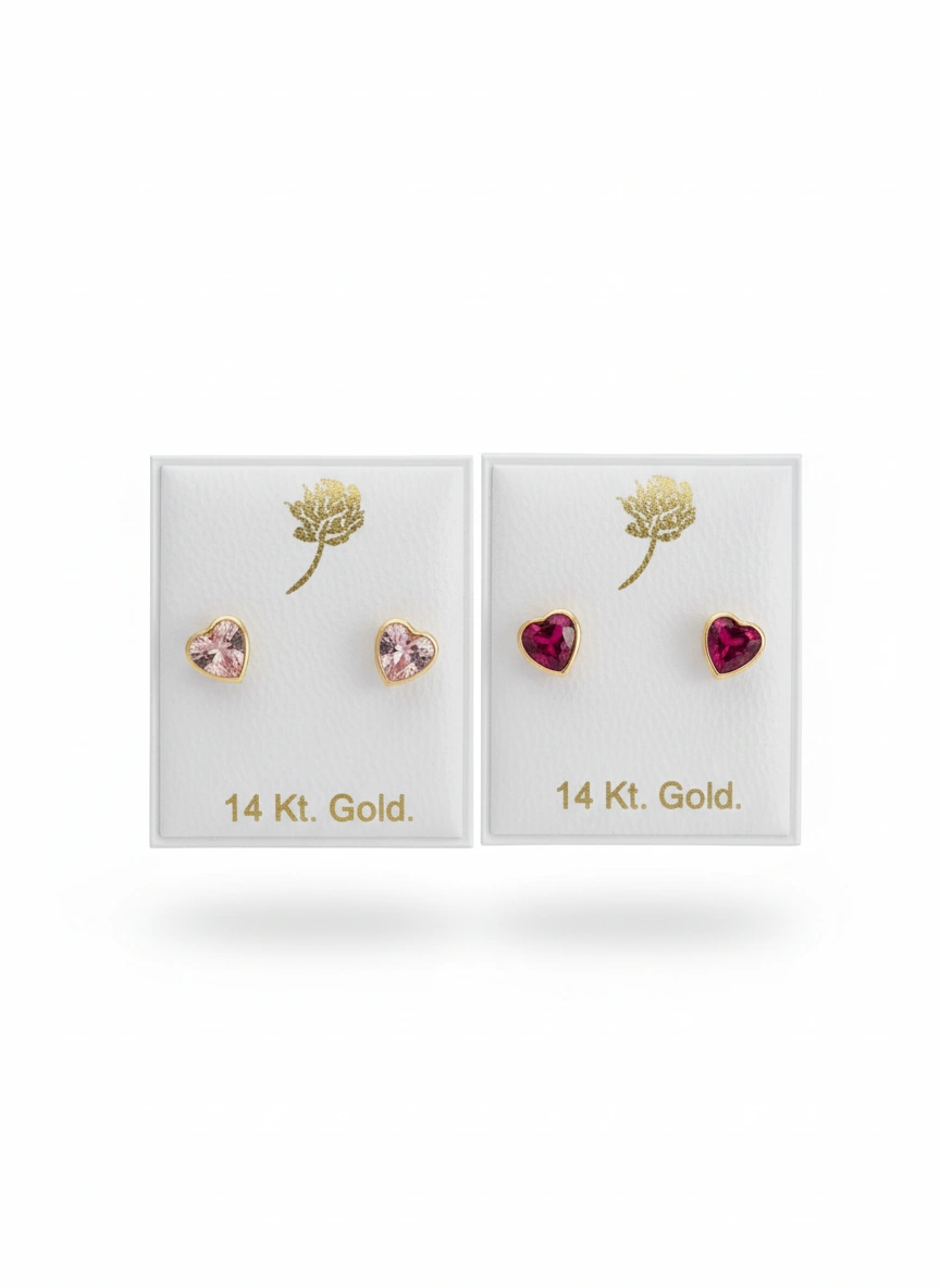 Aretes de corazón 14k