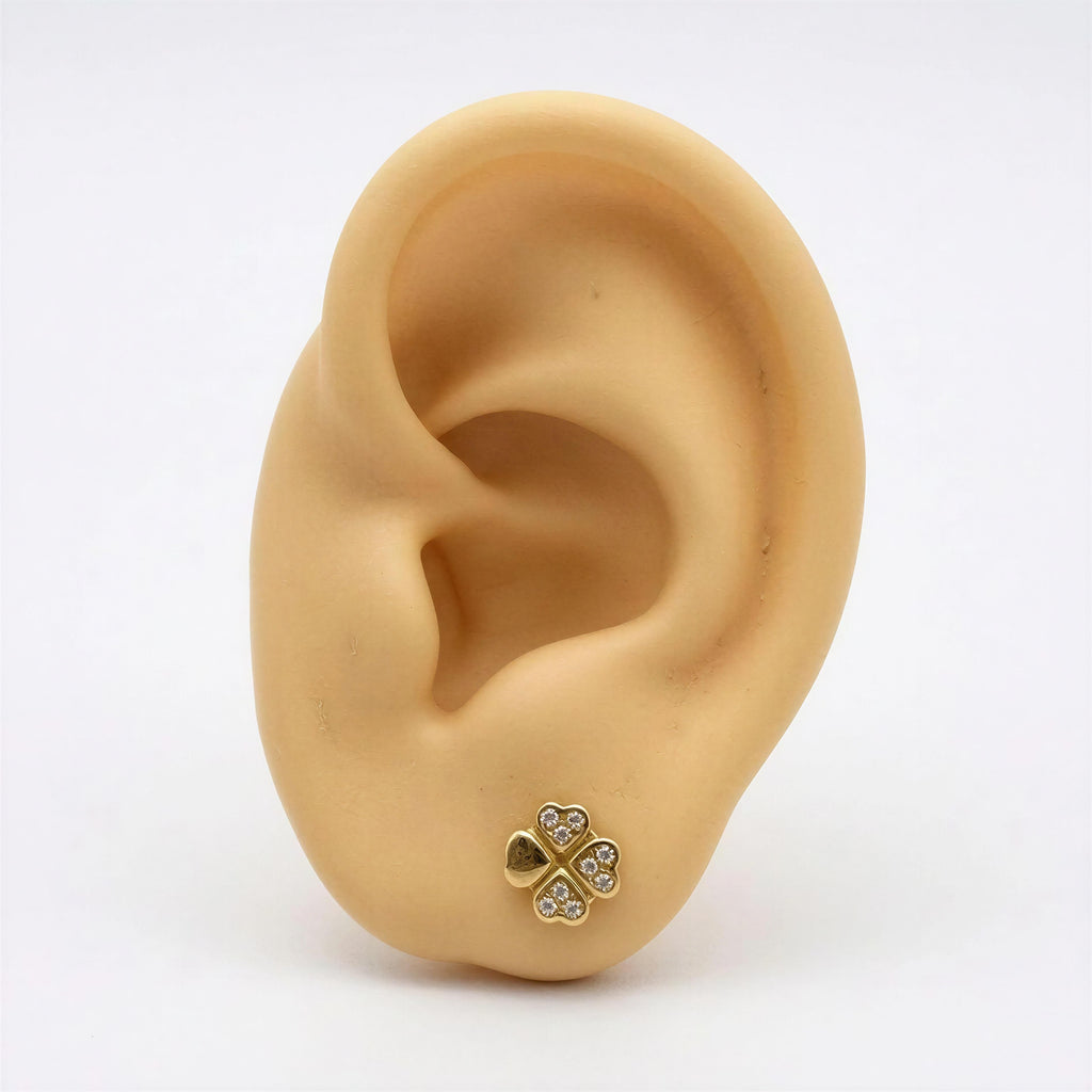 Aretes Trébol corazón 10k