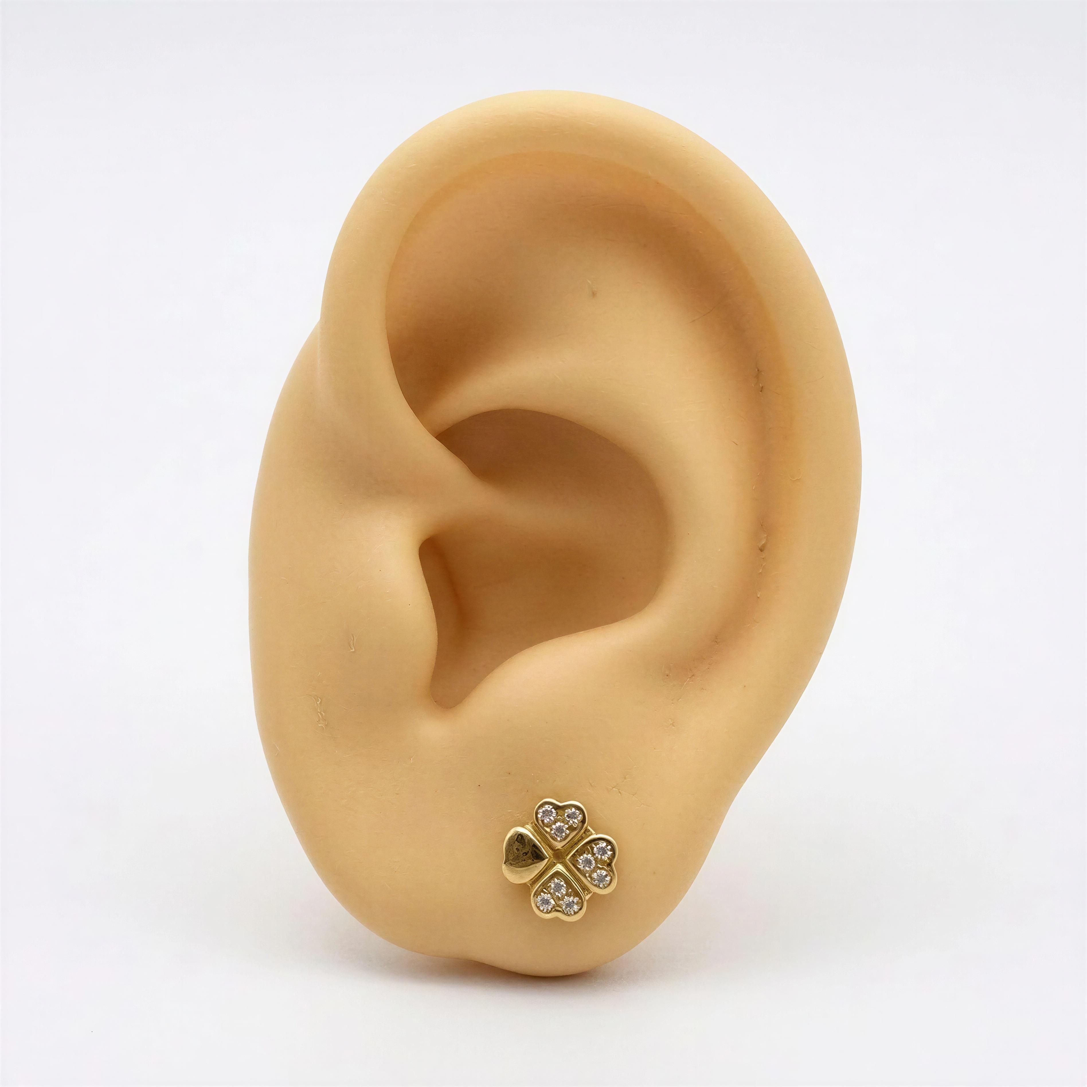 Aretes Trébol corazón 10k