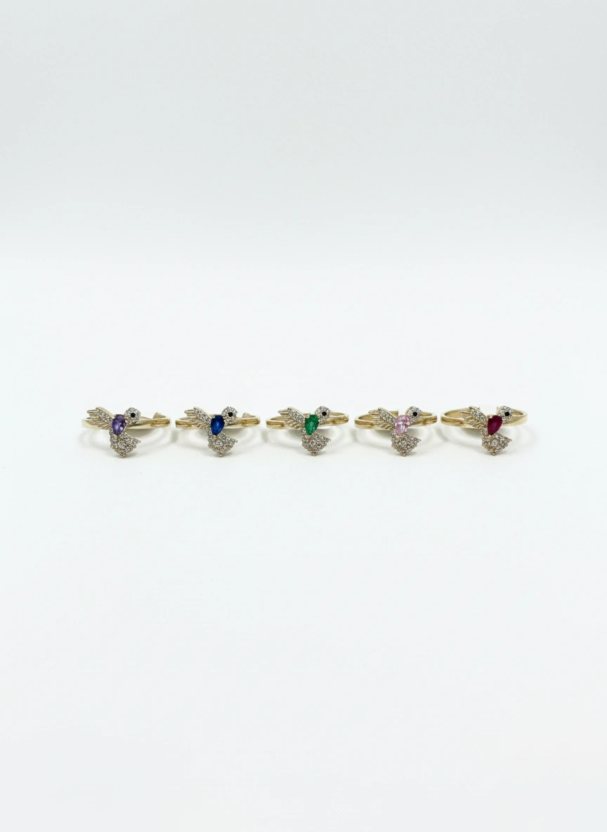 Anillo colibrí 10k - Violeta