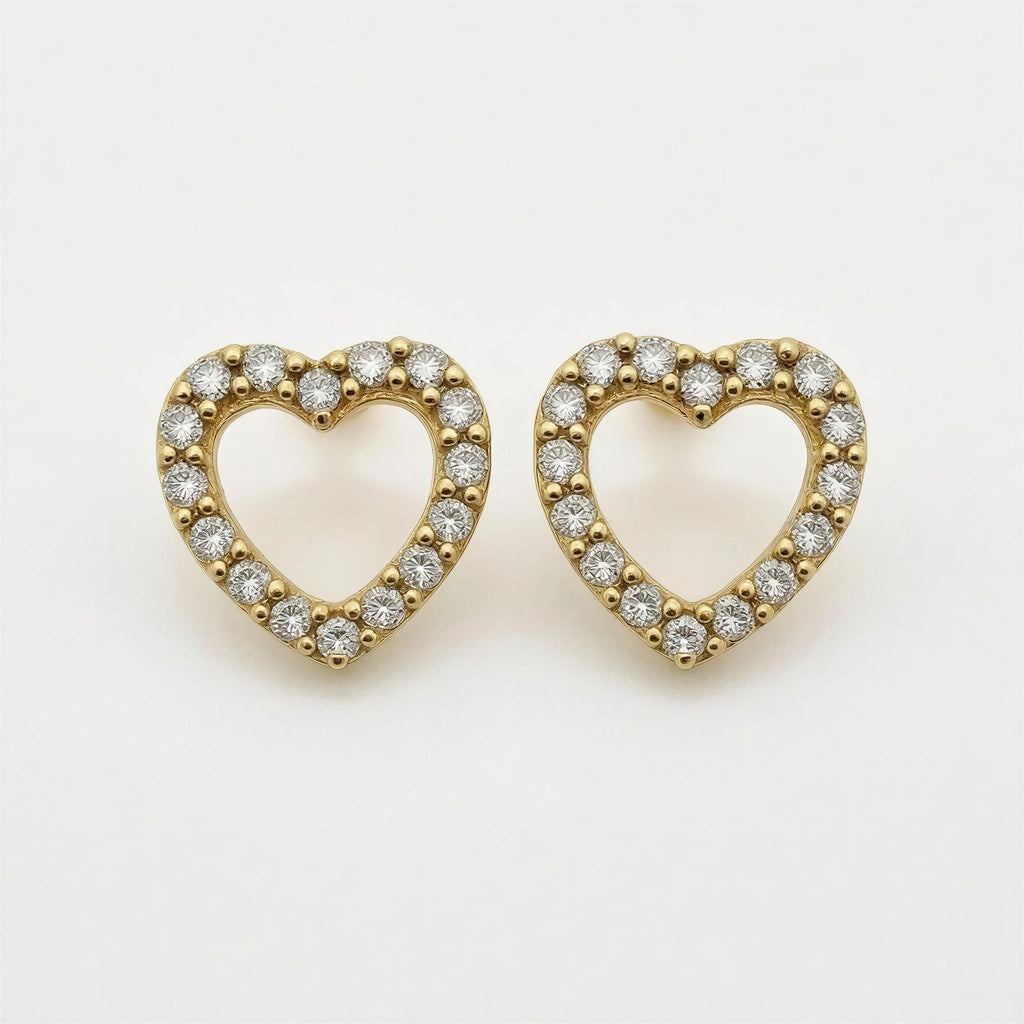 Aretes de corazón 14K