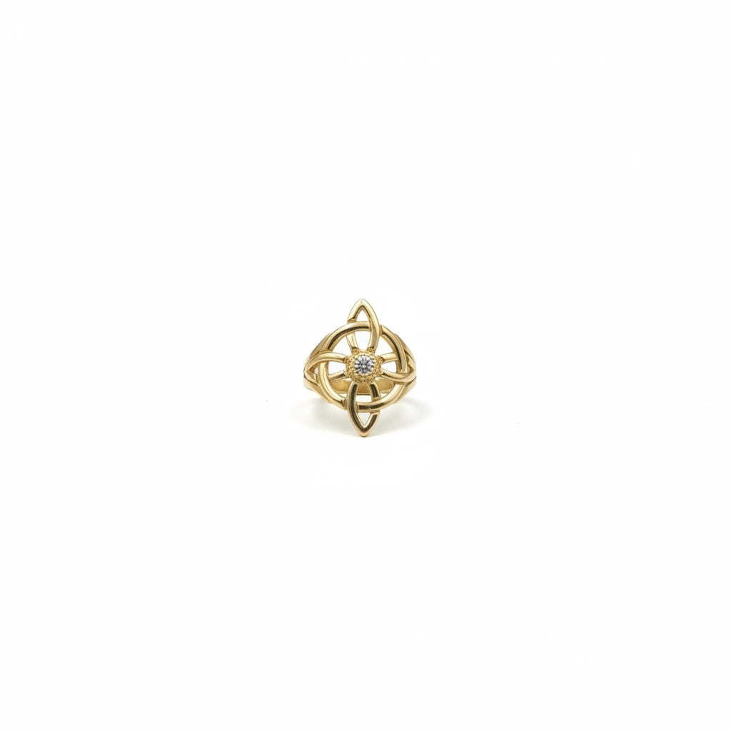 Anillo nudo de bruja 14k