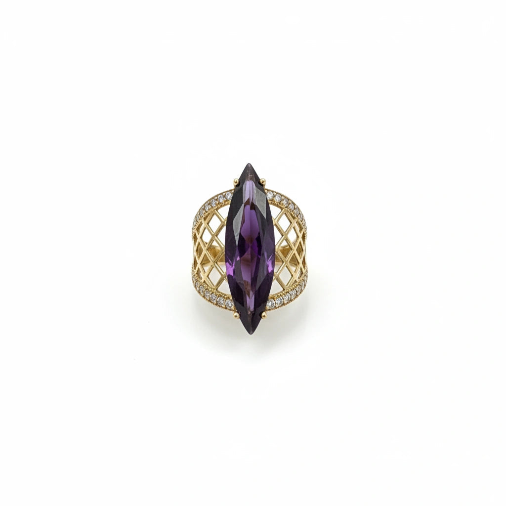 Anillo piedra morada 10k