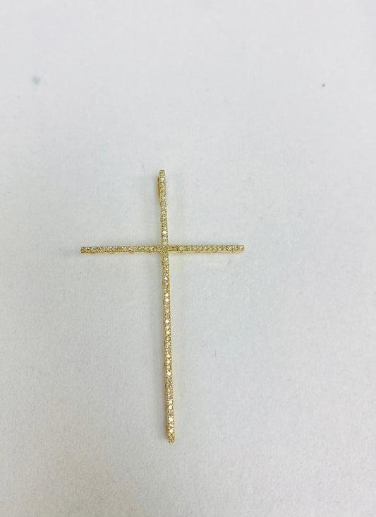 Dije de cruz de diamante 14K