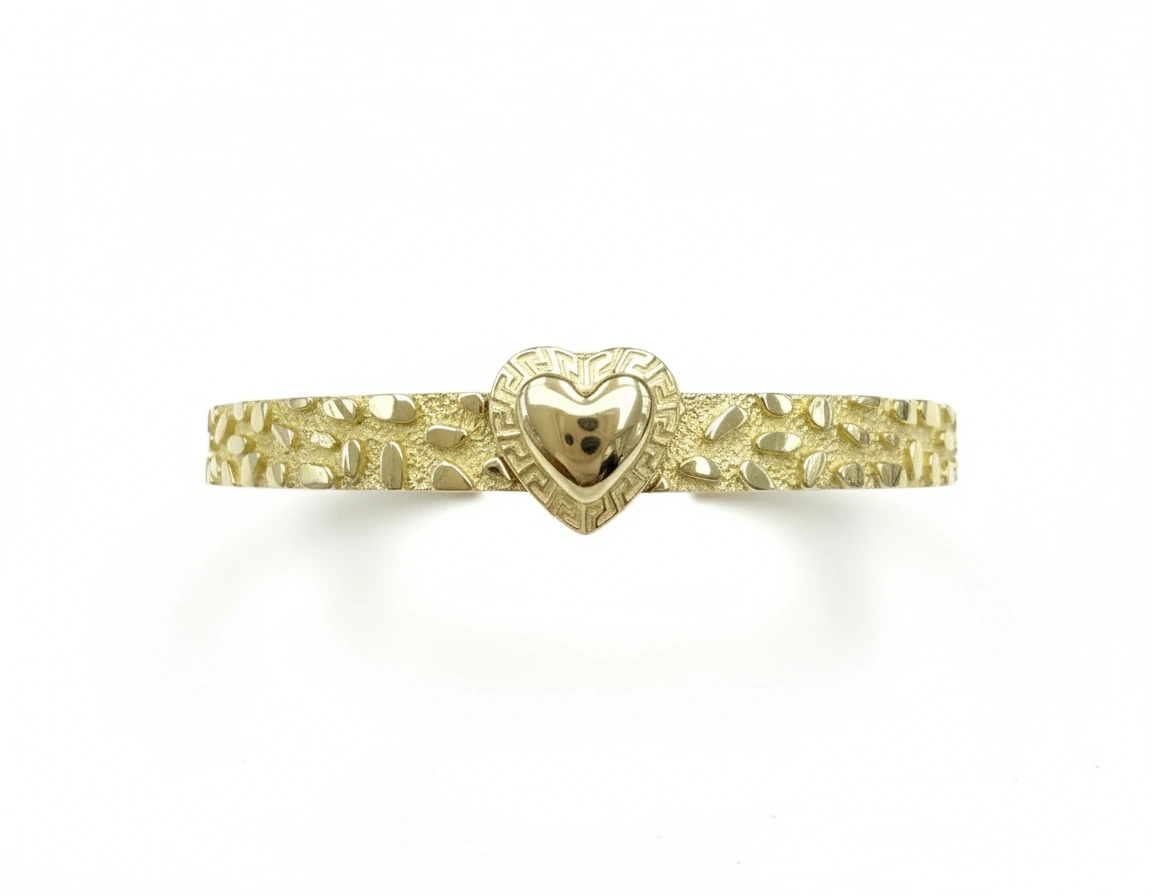 Pulsera rígida corazón con nuggets 10k