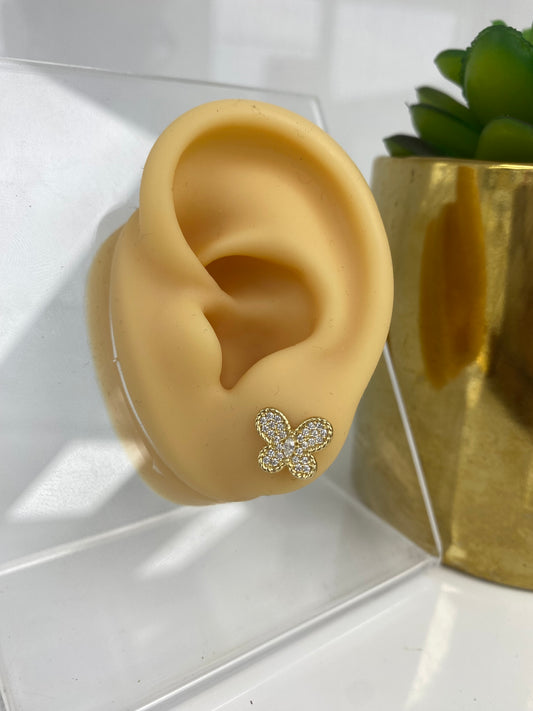 Aretes de mariposa con piedra 14k