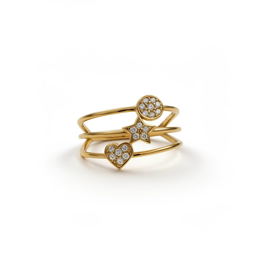 Anillo de 3 bandas 14K