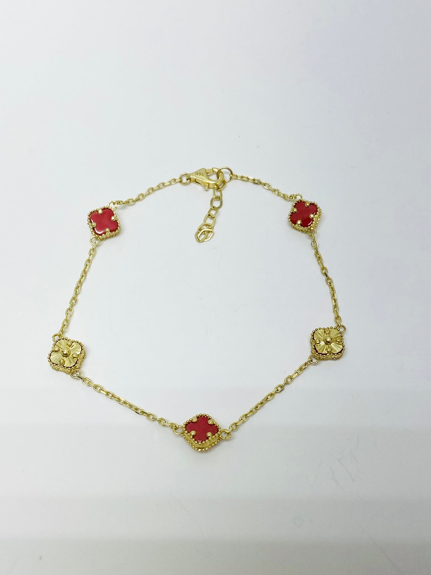 Pulsera clover reversible a rojo