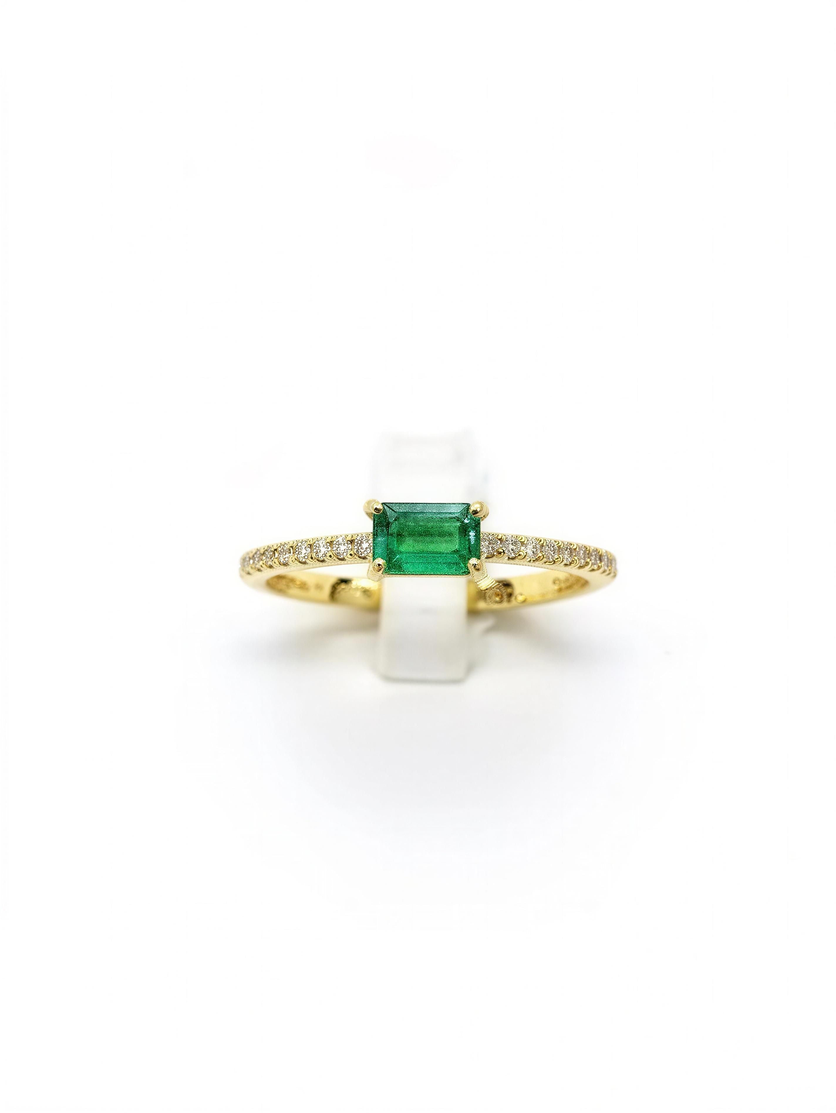 Anillo esmeralda diamante natural 10k