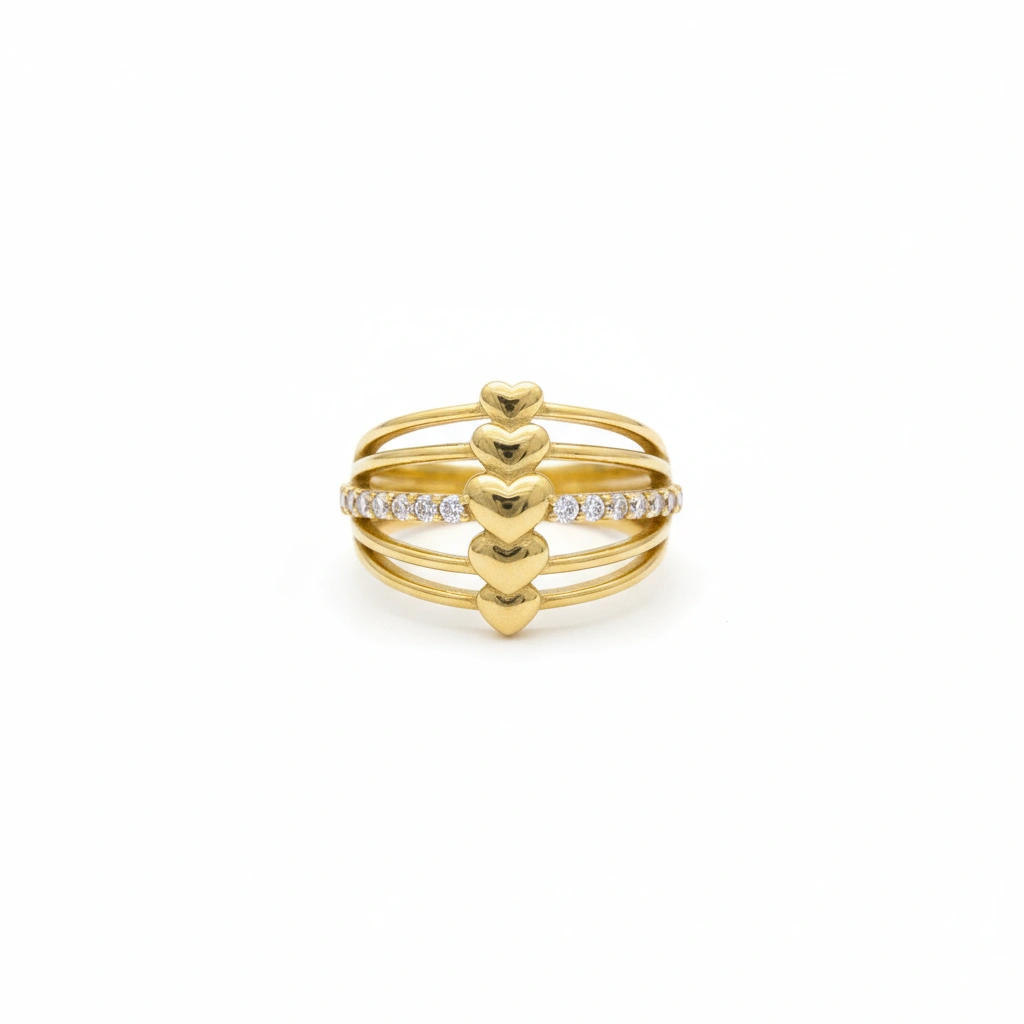 Anillo corazones 10k