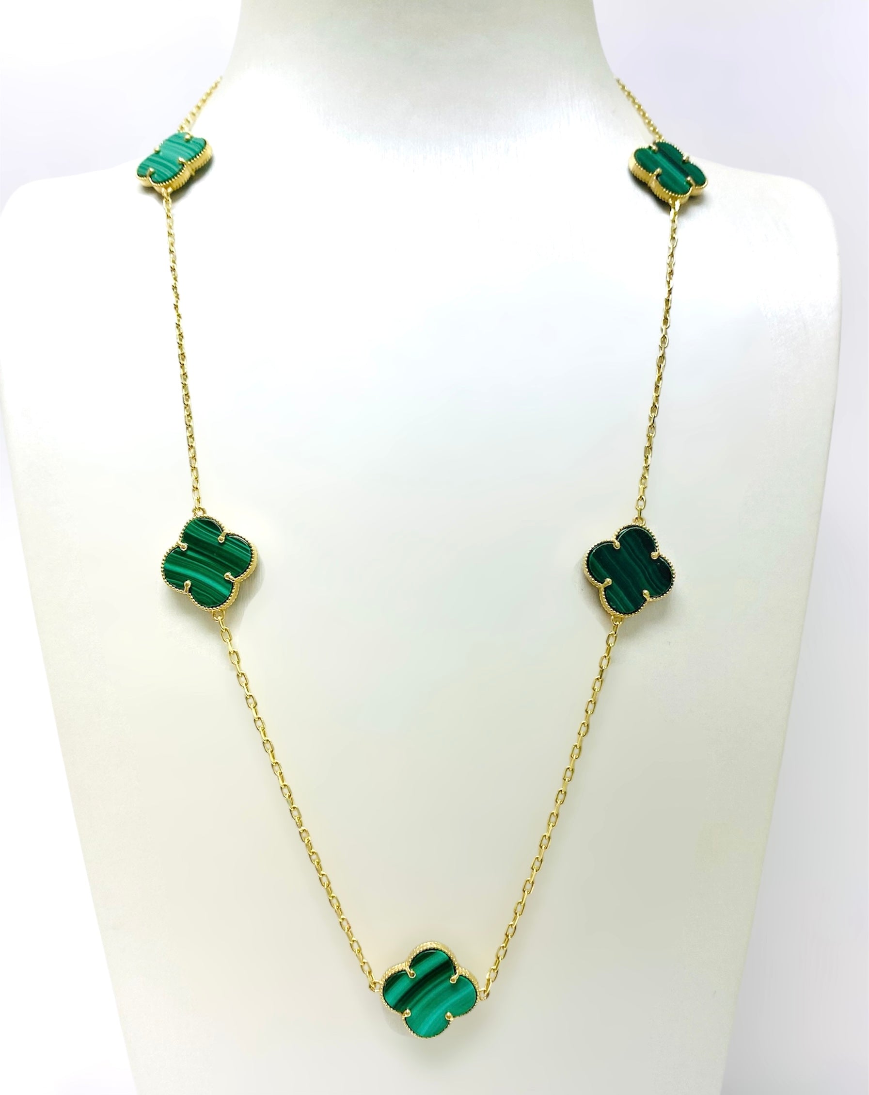 Cadena 5 clover verde 14K
