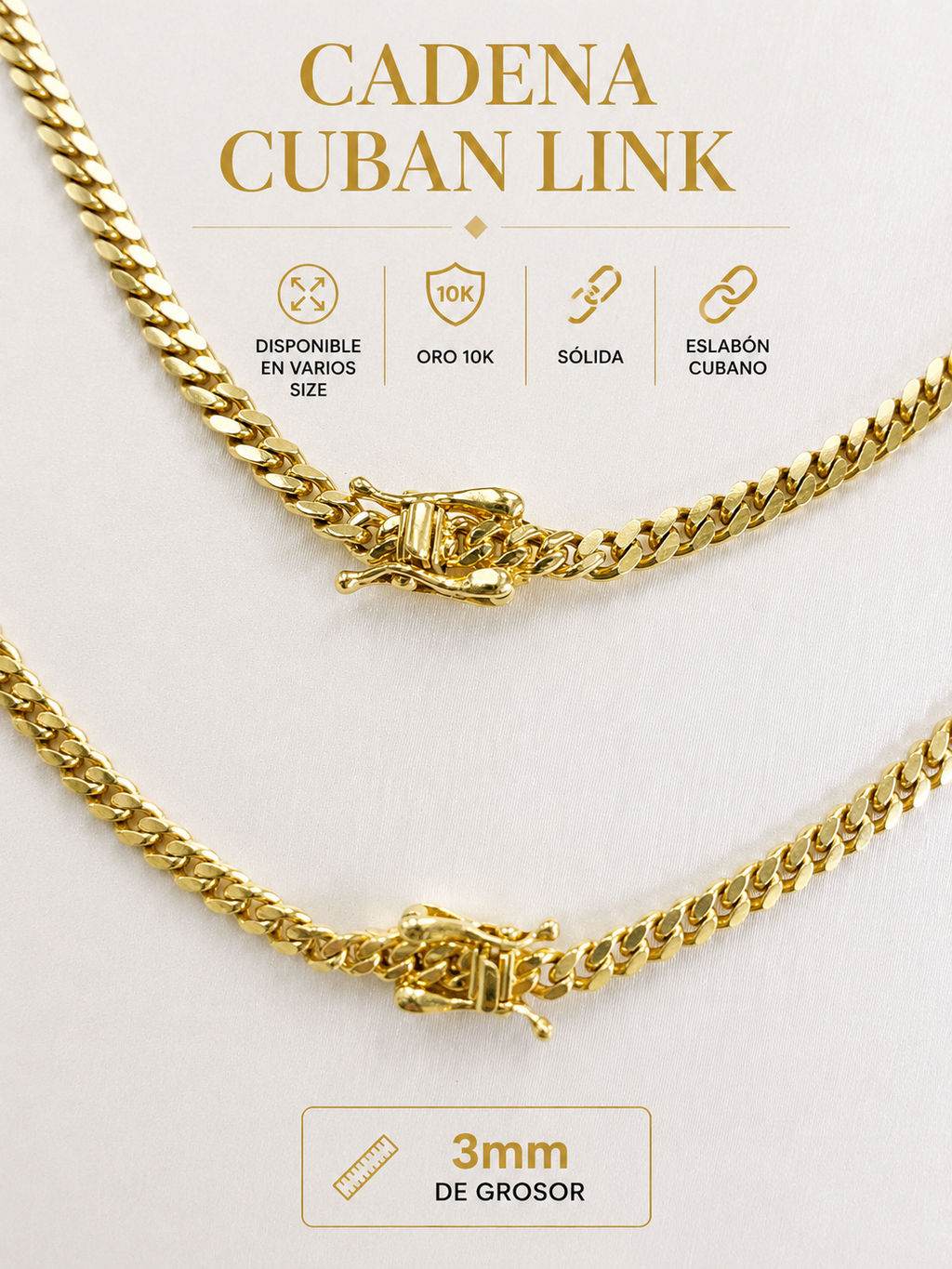 Cadena CubanLink 10k 3mm