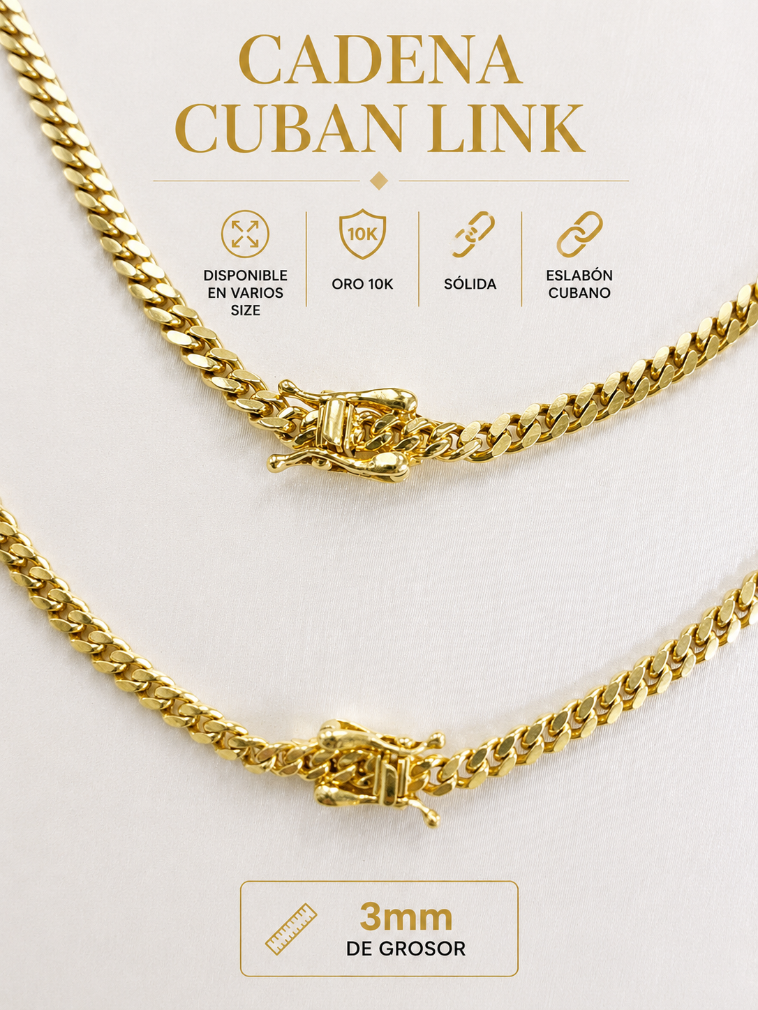 Cadena CubanLink 10k 3mm