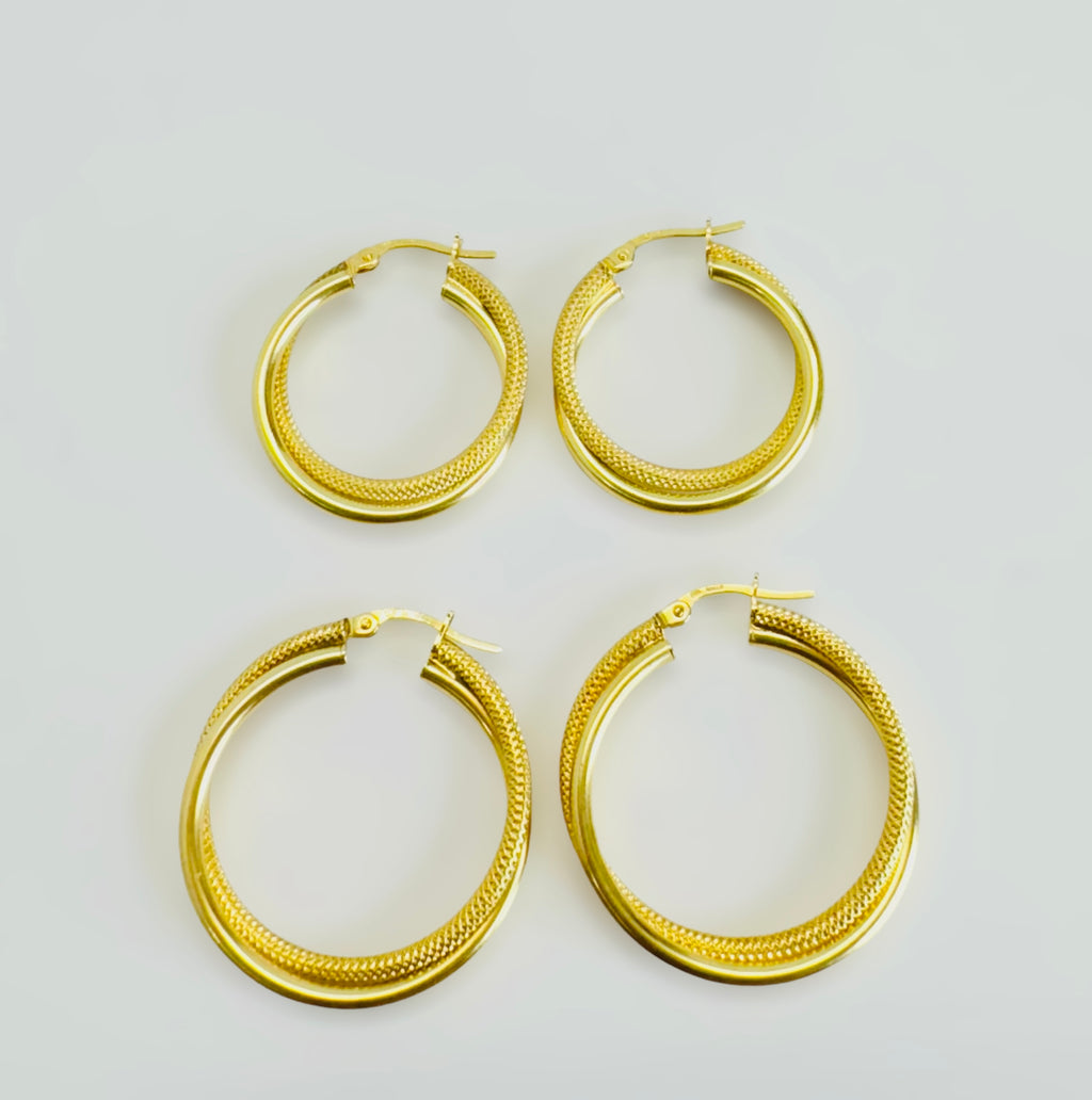 Argollas torcidas combinadas 14k