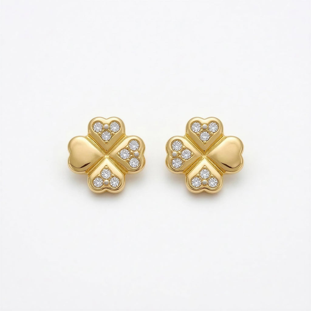 Aretes Trébol corazón 10k