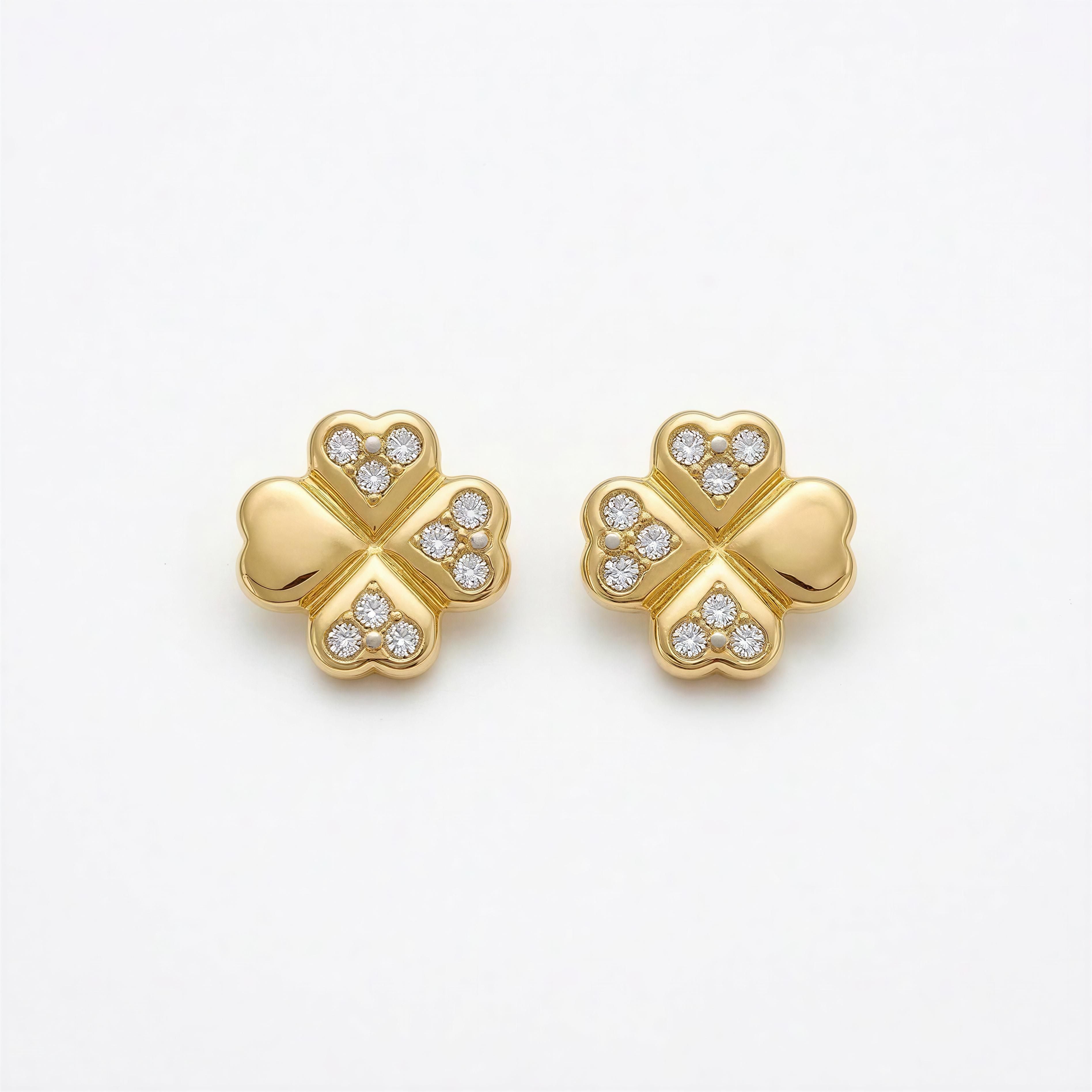 Aretes Trébol corazón 10k