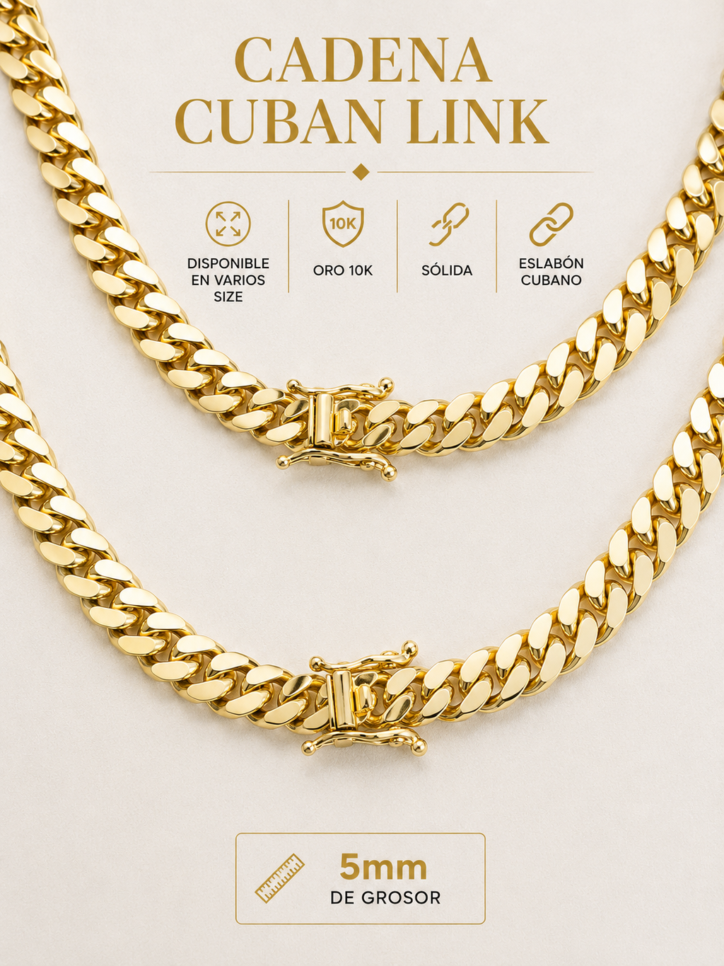 Cadenas CubanLink 10k 5mm