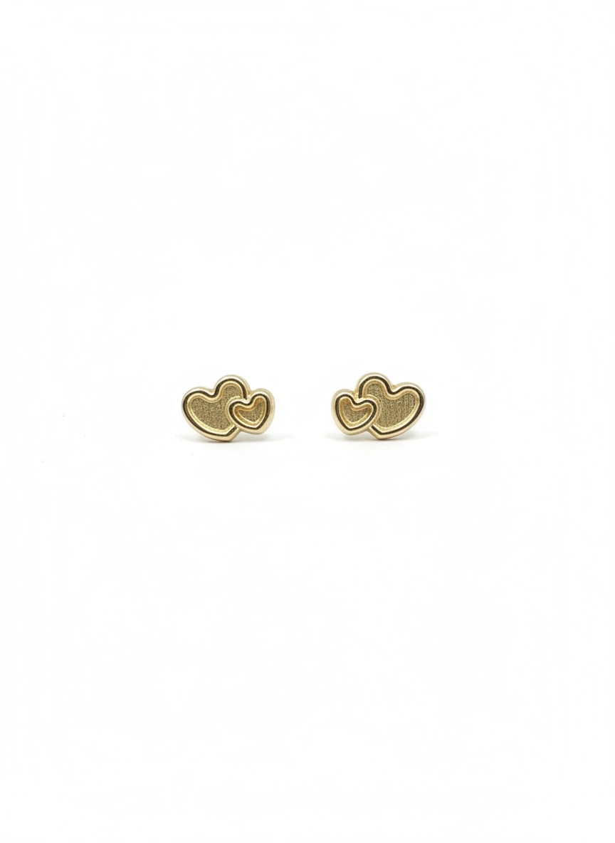 Aretes de corazón  14K
