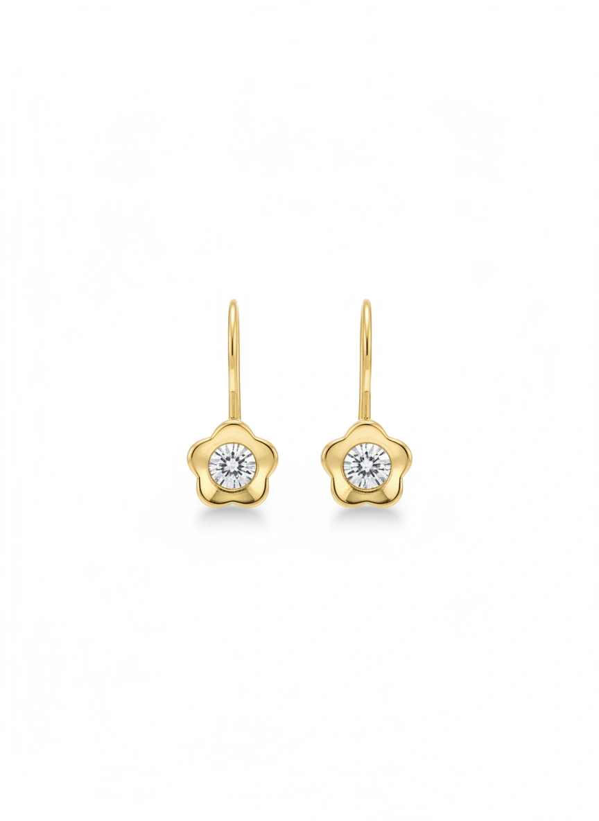 Aretes de flor 14K