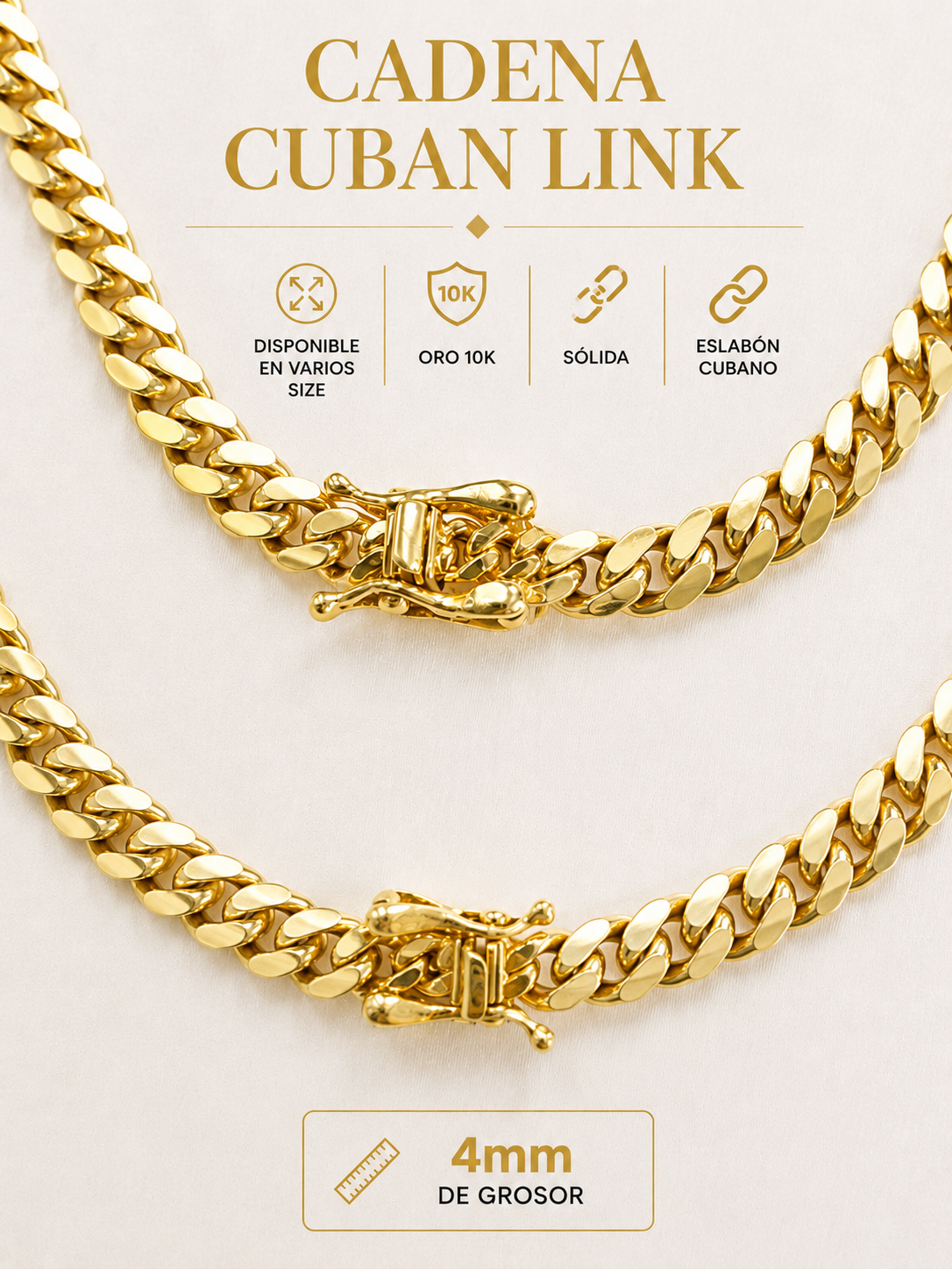Cadena CubanLink 10k 4mm