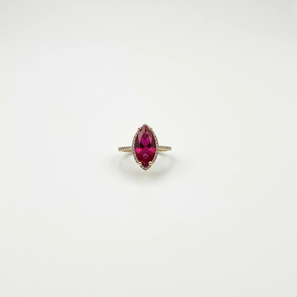 Anillo piedra rosa 14k