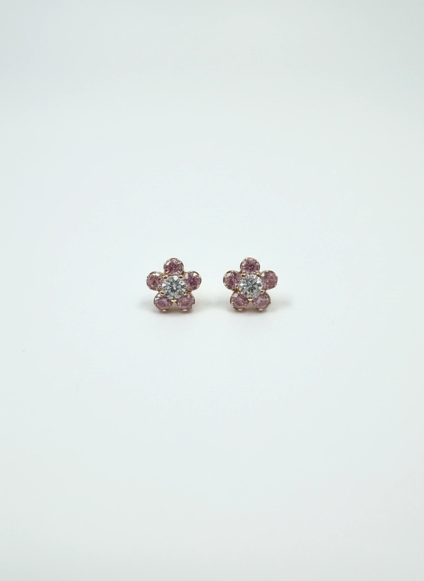 Aretes de flor 14K