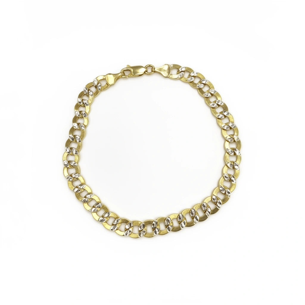 Pulsera corte brillo centro diamantado 10k