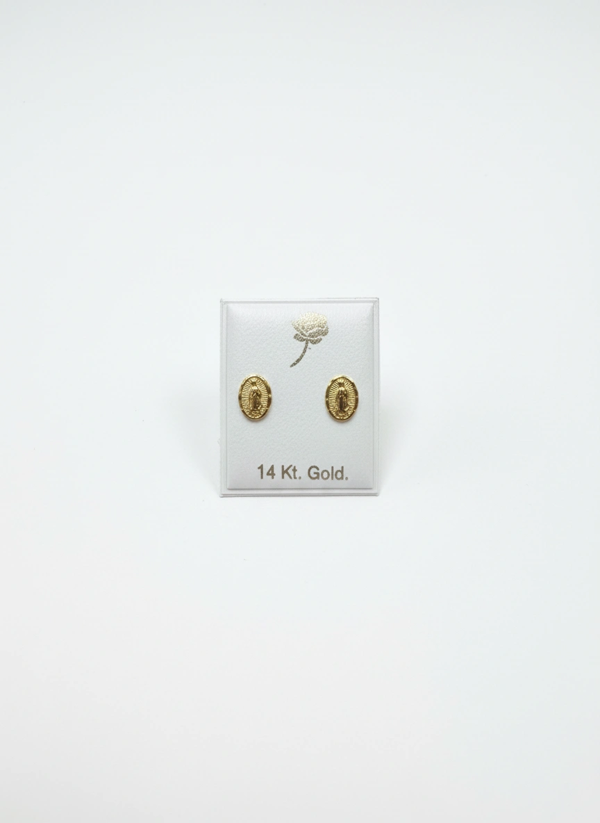 Aretes de la virgen de Guadalupe 14k