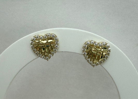 Aretes de corazón nugget 14K