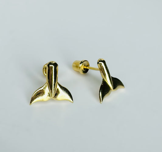 Aretes cola de sirena 14k