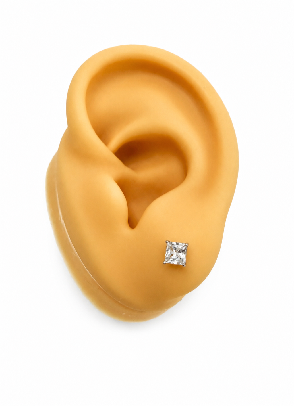 Aretes cuadrados pequeños oro blanco 14k
