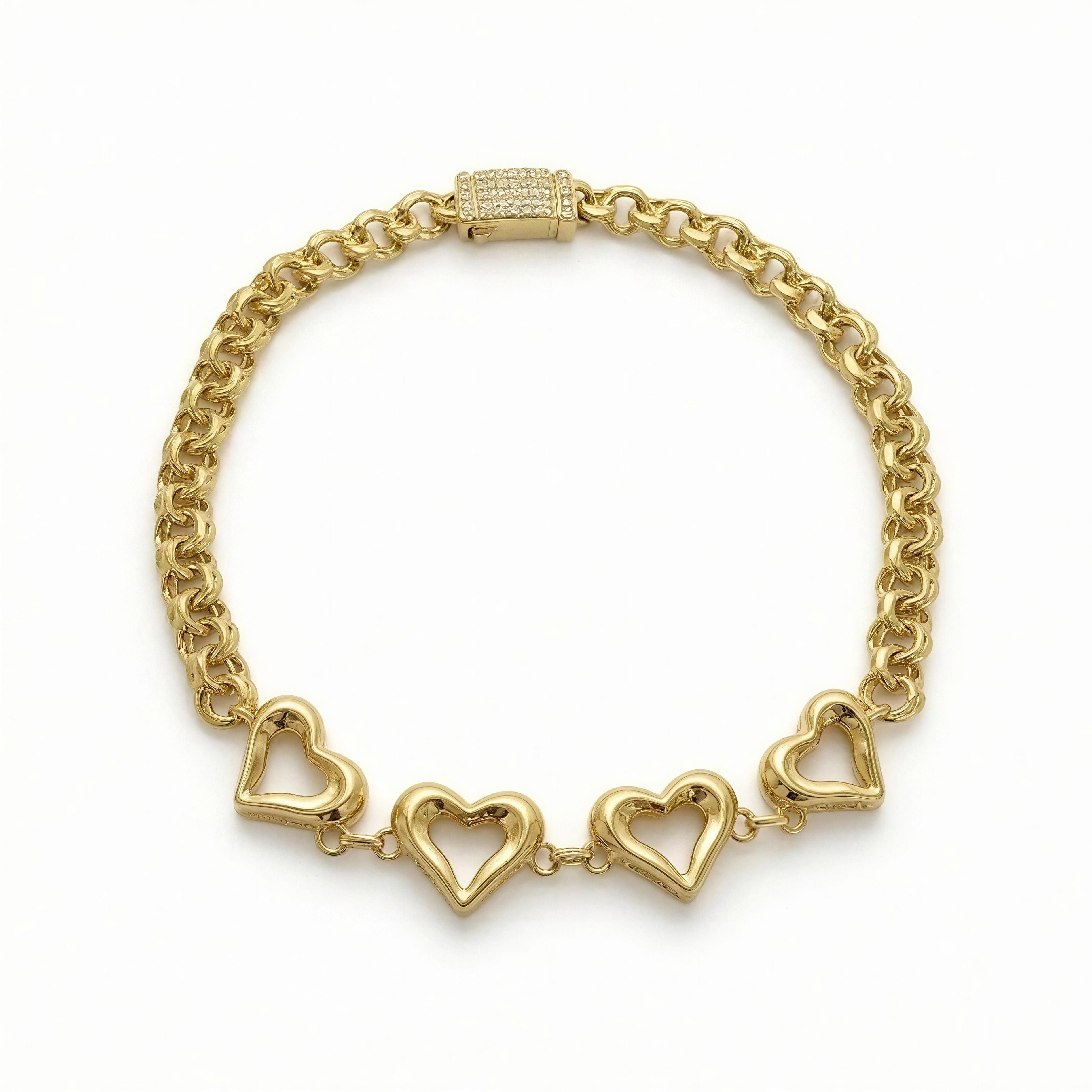 Pulsera de Mujer 4 corazones 10k