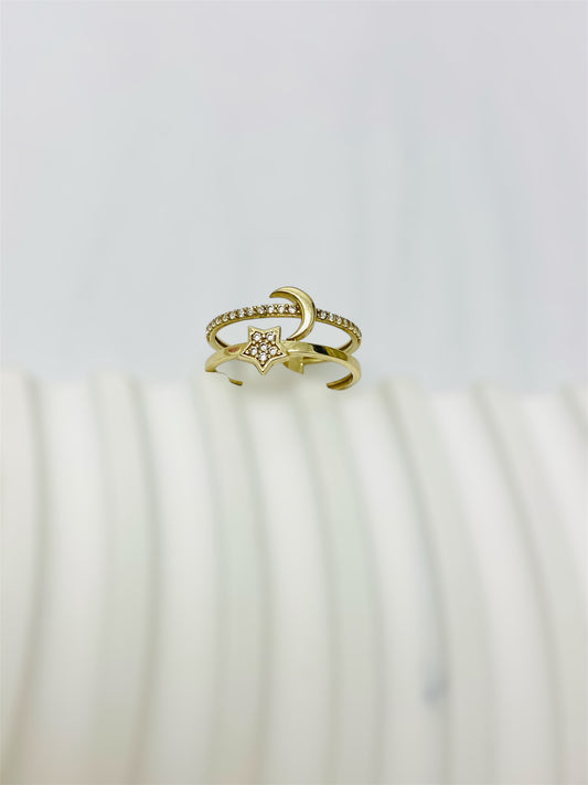 Anillo de luna y Estrella 10K