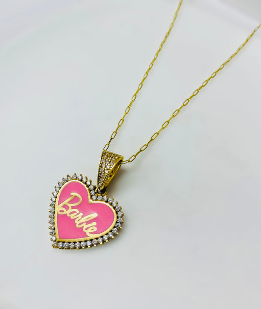 Cadena Peiperclip con dije Barbie 14k