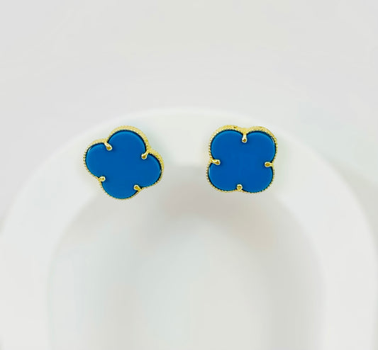 Aretes de flor azul 14K