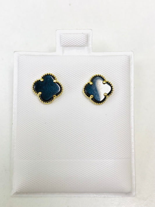 Aretes clover oscuros pequeños