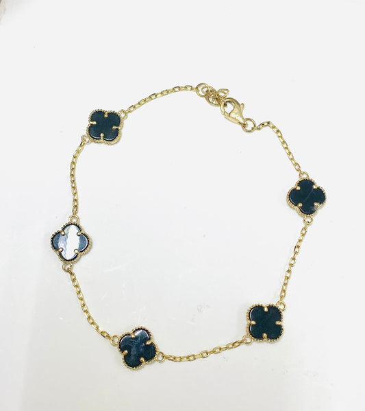 Pulsera clover oscura 14K