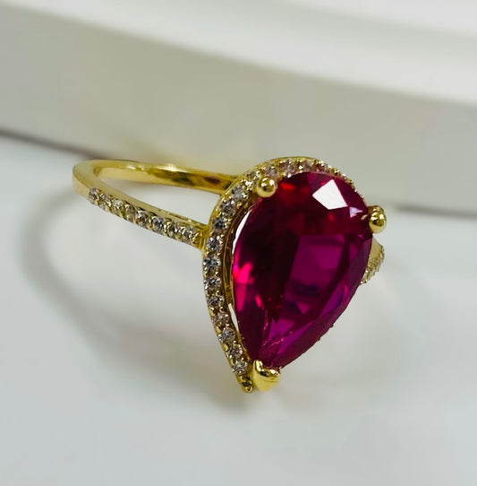 Anillo piedra rosa 14k