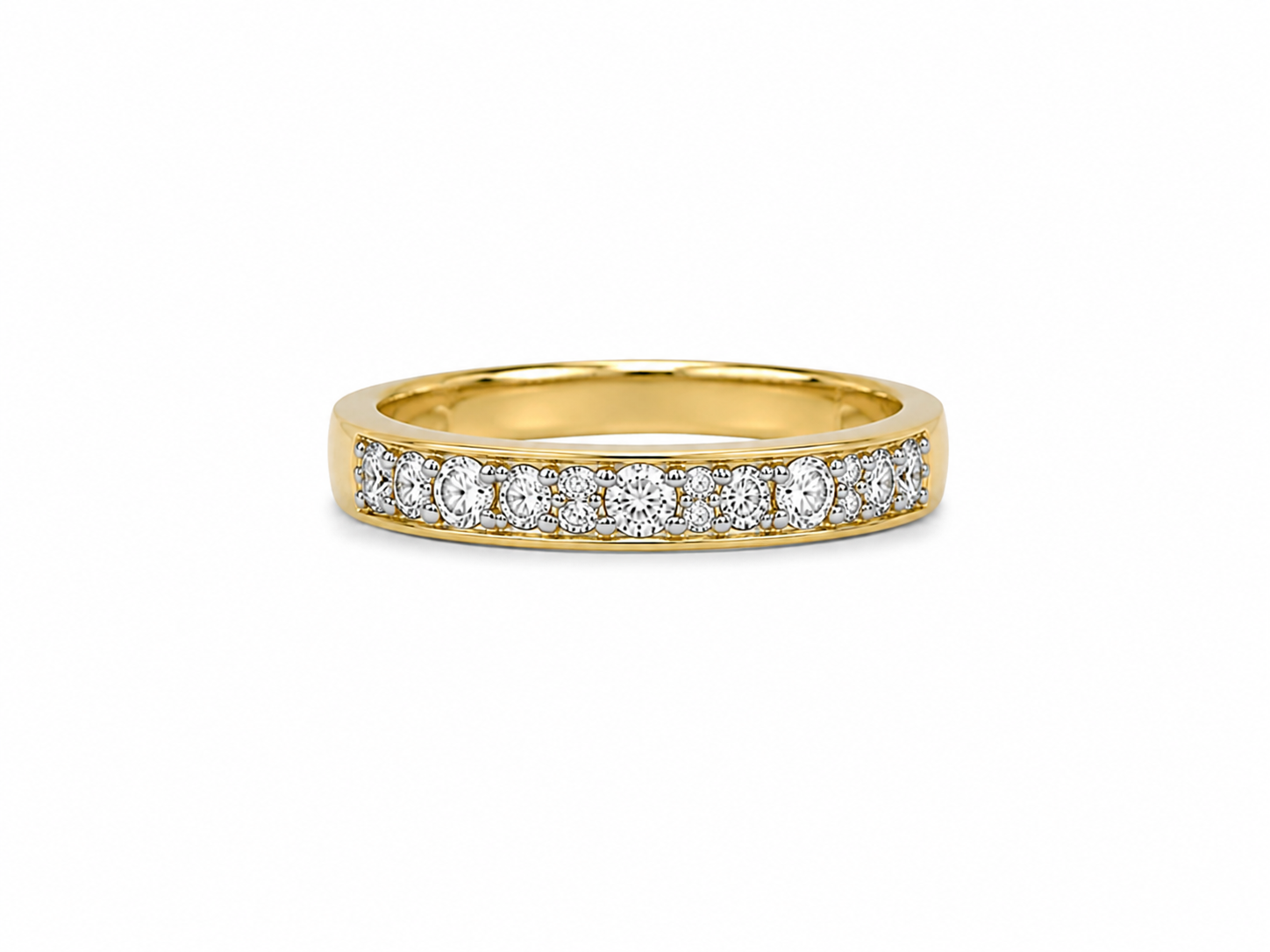 Trío De Matrimonio 14k con Diamantes
