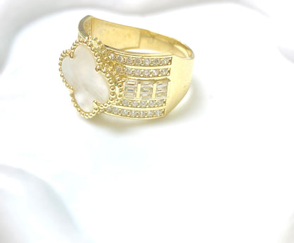 Anillo clover blanco 10K