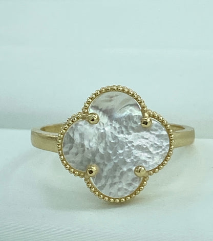 Anillo clover blanco 14k