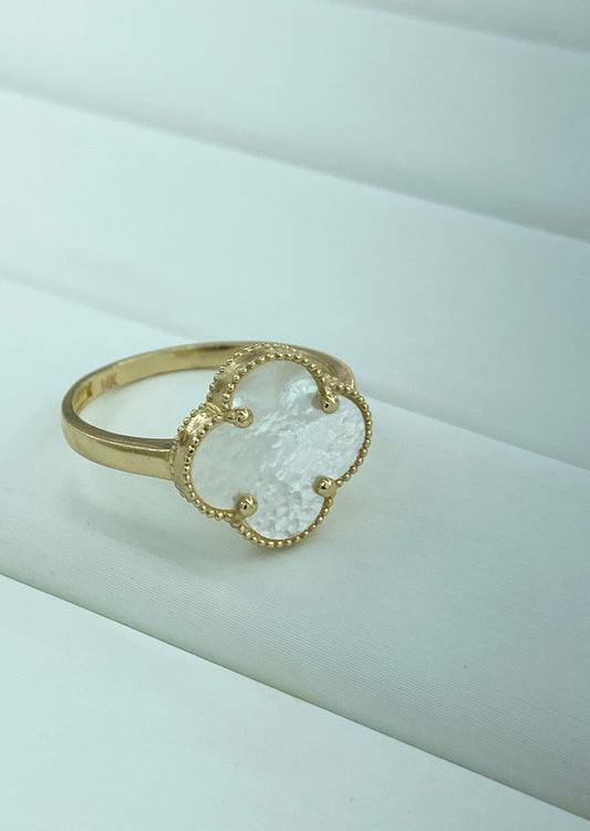 Anillo clover blanco 14k