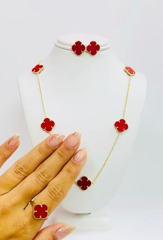 Set de Flores Rojas 14k